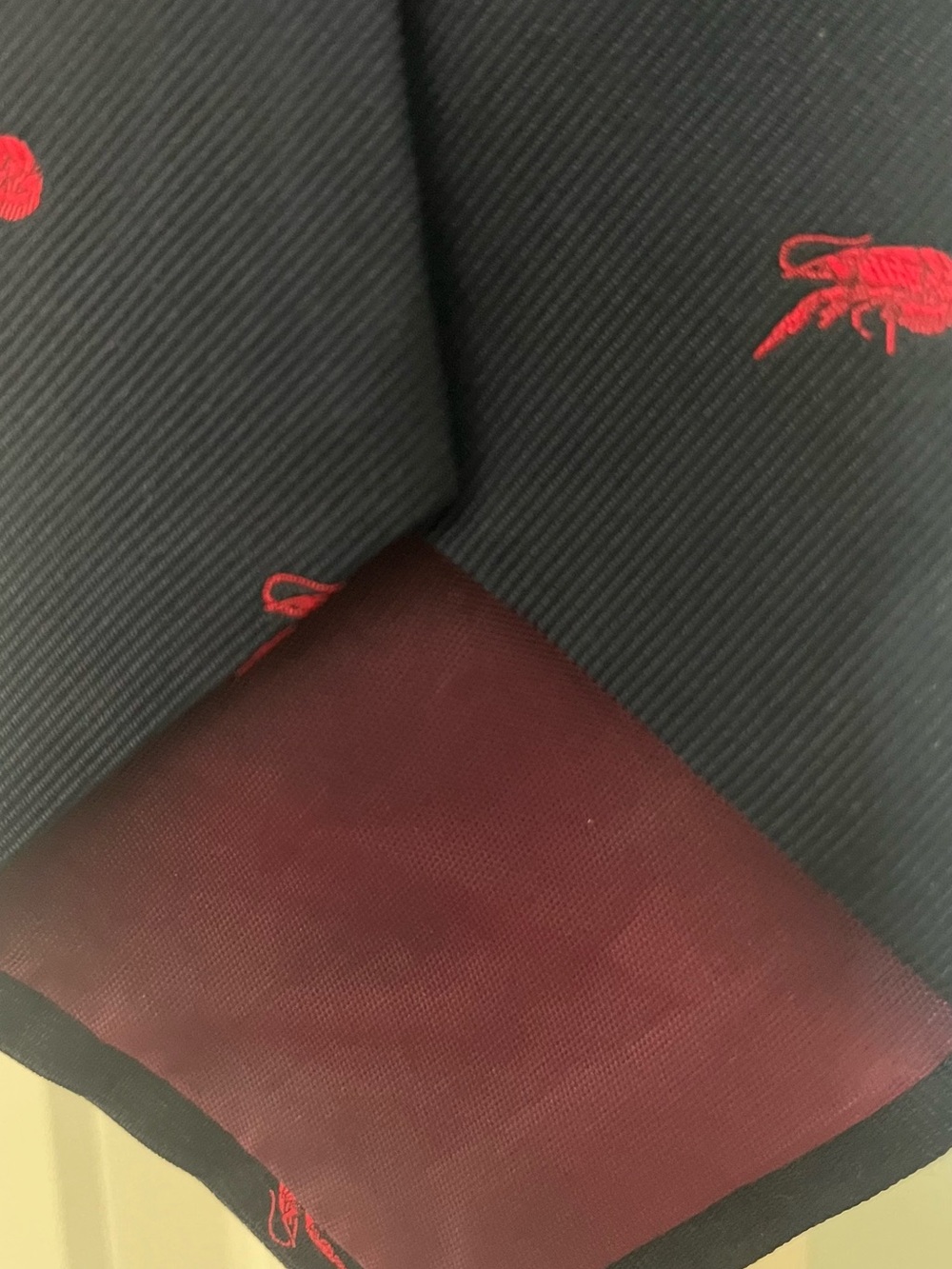Perils Classic Navy Tie with Red Embroidered Crawfish - Men's Accessory - Picture 4 of 4